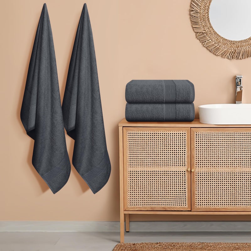 Belizzi Home 4 Pack Bath Towel Set 27x54, 100% Ring Spun Cotton, Ultra Soft Highly Absorbent Machine Washable Hotel Spa Quality Bath Towels for Bathroom, 4 Bath Towels Grey - Image 3